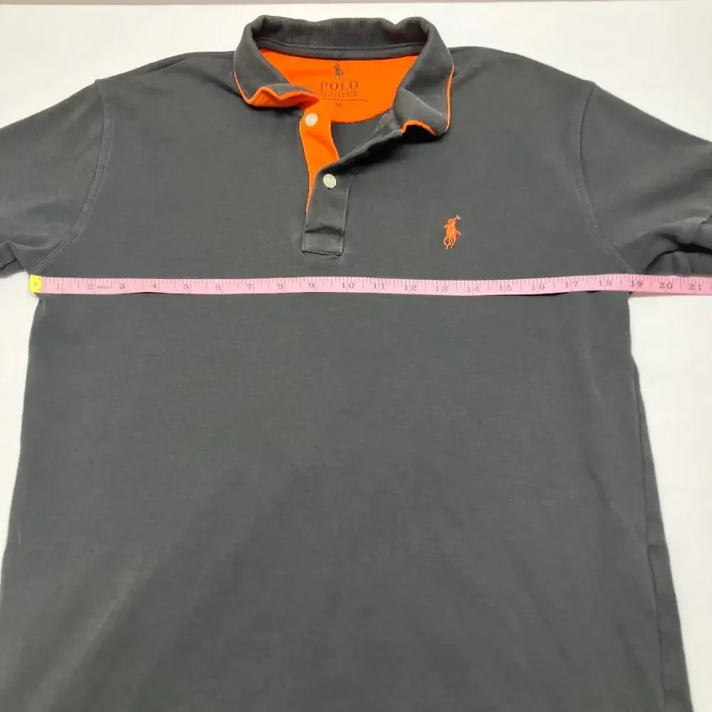 Polo Ralph Lauren Polo Shirt Brown Orange Spell Out Flip Collar Shirt Size M